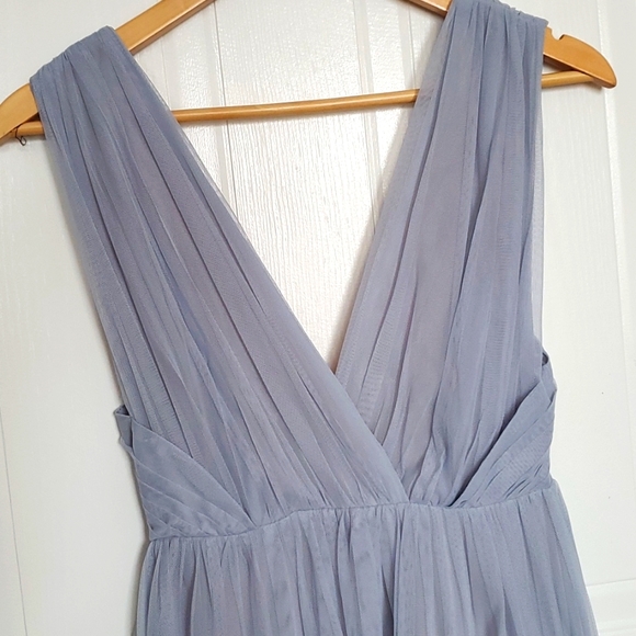 Light blue, floor length mesh dress - Picture 3 of 7